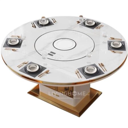 Bàn Ăn Tròn Xoay Thông Minh Tích Hợp Bếp Từ - BECO