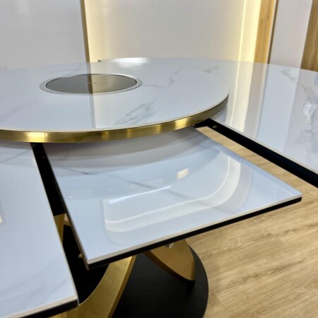 Bàn Ăn Bếp Từ Thông Minh Mặt Đá Mâm Xoay - CELINO 11 Bàn Ăn Bếp Từ Thông Minh Mặt Đá Mâm Xoay - CELINO