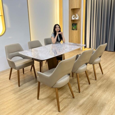 Bộ Bàn Ăn Mặt Đá Vi Tinh Thể Cao Cấp - COBBY