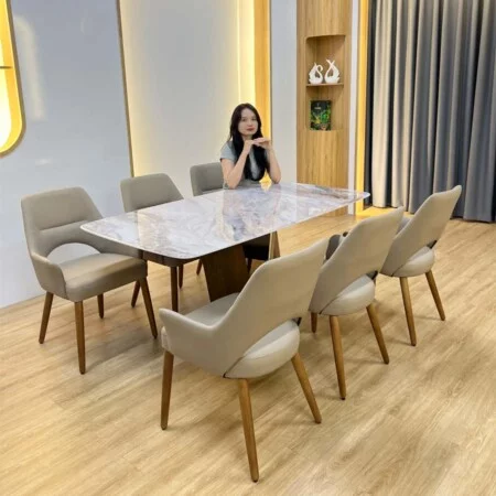 Bộ Bàn Ăn Mặt Đá Vi Tinh Thể Cao Cấp - COBBY