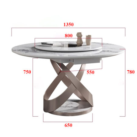 Bàn Ăn Tròn Xoay Thông Minh Có Bếp Từ Mặt Đá - MARINO