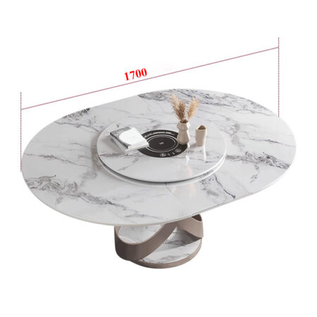 Bàn Ăn Tròn Xoay Thông Minh Có Bếp Từ Mặt Đá - MARINO