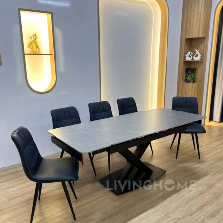Bàn Ăn Mặt Đá Cao Cấp Thông Minh Mở Rộng - PRINCE Xám