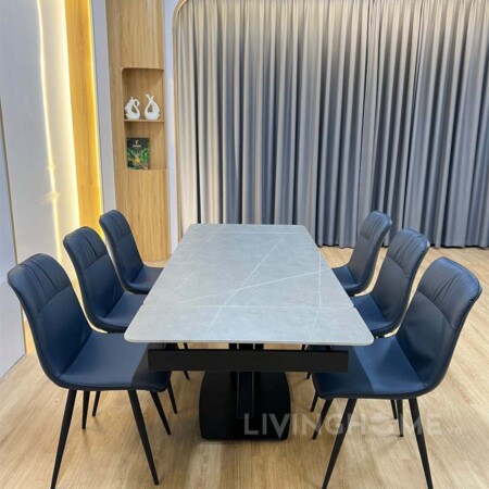 Bàn Ăn Mặt Đá Cao Cấp Thông Minh Mở Rộng - PRINCE Xám