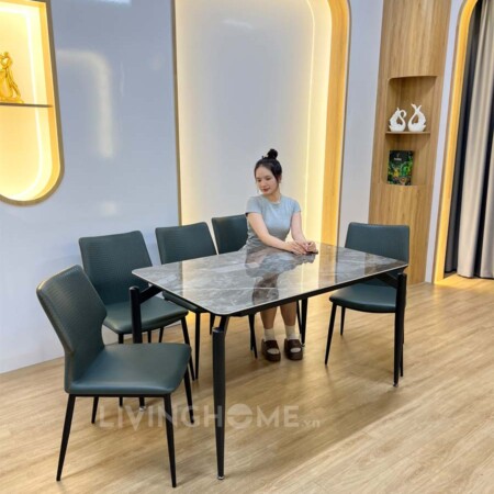 Bộ Bàn Ăn Mặt Đá Cao Cấp - ROLEN 9 a table and chairs in a roomBộ Bàn Ăn Mặt Đá Cao Cấp - ROLEN