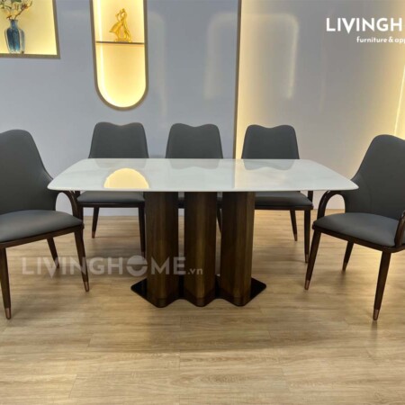 Bộ Bàn Ăn Mặt Đá Vi Tinh Thể Xuyên Sáng -TORO