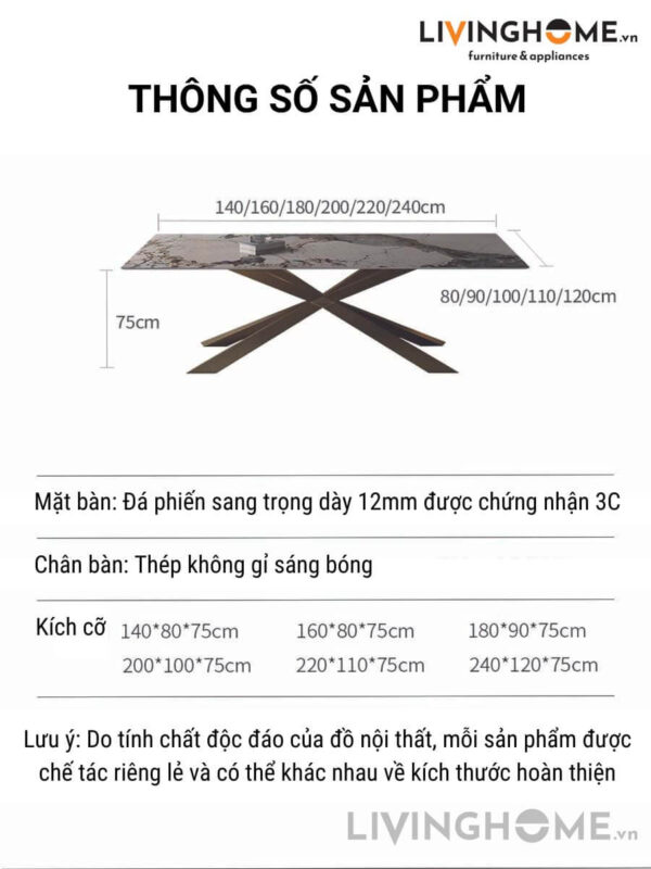 BÀN ĂN MẶT ĐÁ CAO CẤP SANG TRỌNG NHẬP KHẨU - VENSEN