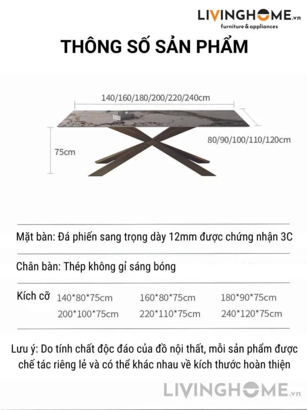BÀN ĂN MẶT ĐÁ CAO CẤP SANG TRỌNG NHẬP KHẨU - VENSEN