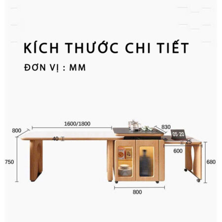 Bàn Đảo Bếp Kết Hợp Bàn Ăn Thông Minh - DOLY