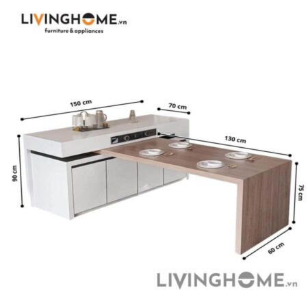 Bàn Đảo Bếp Kết Hợp Bàn Ăn Thông Minh - MELLONA