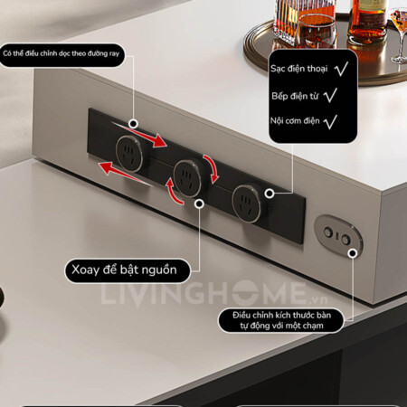 Bàn Đảo Bếp Kết Hợp Bàn Ăn Thông Minh - NABIE 10 Bàn Ăn Kết Hợp Đảo Bếp Nhập Khẩu Cao Cấp - NABIE