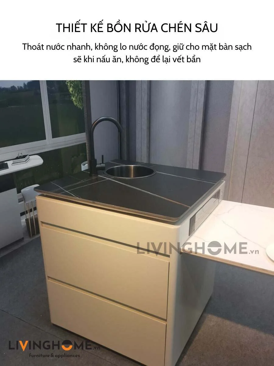 Bàn Đảo Bếp Kết Hợp Bàn Ăn Thông Minh Tối Giản - MOISI