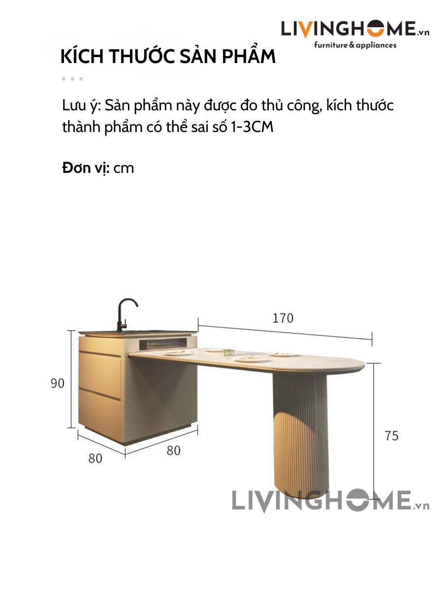 Bàn Đảo Bếp Kết Hợp Bàn Ăn Thông Minh Tối Giản - MOISI