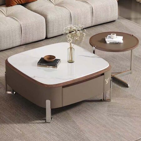 Combo bàn trà kết hợp kệ tivi nào sẽ hút khách tại Living Home Quý I 2023 26 Bàn Trà Sofa Mặt Đá - HUGO