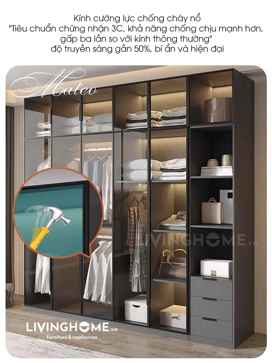 Tủ quần áo nhập khẩu Mateo 22 Tủ quần áo nhập khẩu Mateo