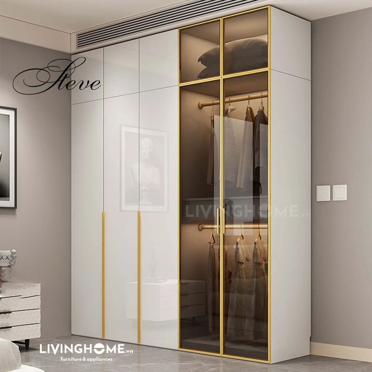 Tủ quần áo nhập khẩu Steve 22 Tủ quần áo nhập khẩu Steve