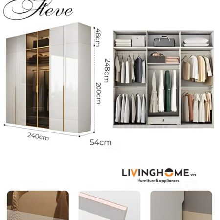 Tủ quần áo nhập khẩu Steve 18 Tủ quần áo nhập khẩu Steve