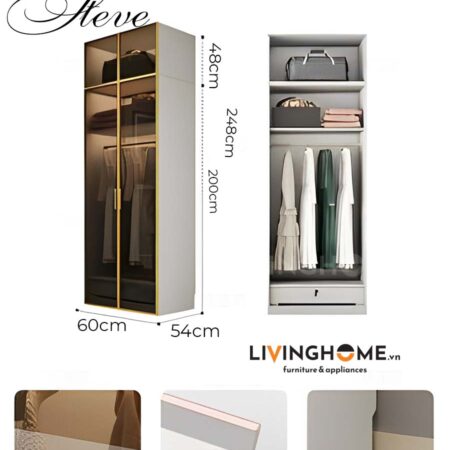 Tủ quần áo nhập khẩu Steve 21 Tủ quần áo nhập khẩu Steve