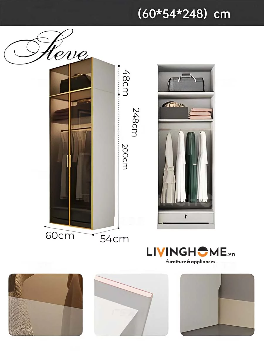 Tủ quần áo nhập khẩu Steve 24 Tủ quần áo nhập khẩu Steve