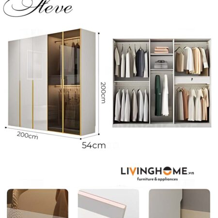 Tủ quần áo nhập khẩu Steve 20 Tủ quần áo nhập khẩu Steve