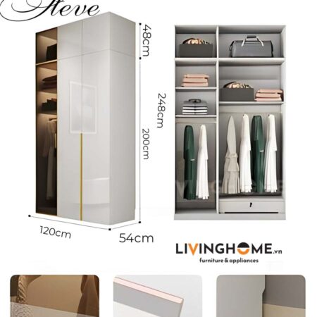 Tủ quần áo nhập khẩu Steve 15 Tủ quần áo nhập khẩu Steve