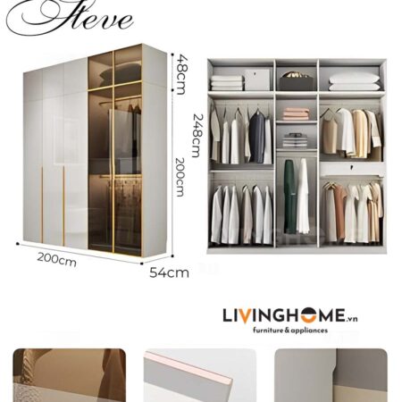 Tủ quần áo nhập khẩu Steve 16 Tủ quần áo nhập khẩu Steve
