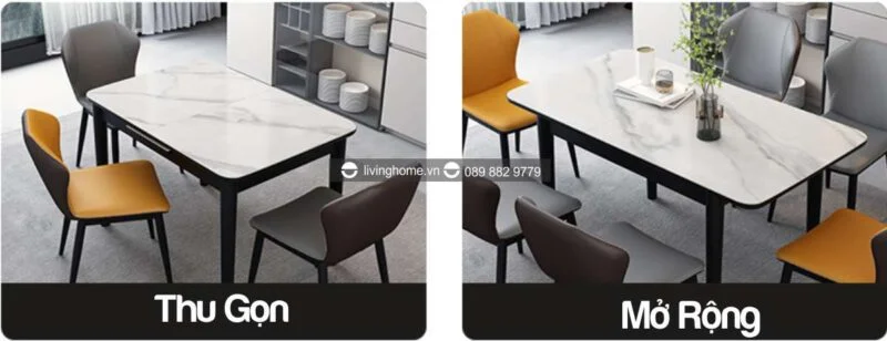 Bàn Ăn Thông Minh Gấp Gọn Mặt Đá Ceramic - ALONZO 16 Bàn ăn thông minh mặt đá phiến Alonzo chống cháy chống trầy