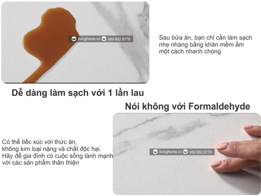 Bàn Ăn Thông Minh Gấp Gọn Mặt Đá Ceramic - ALONZO 13 Bàn ăn thông minh mặt đá phiến Alonzo chống cháy chống trầy
