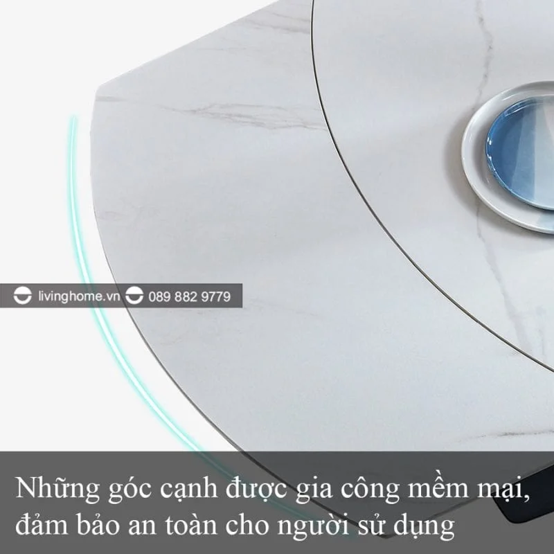 Bàn ăn thông minh mặt đá phiến Angelo xoay compass