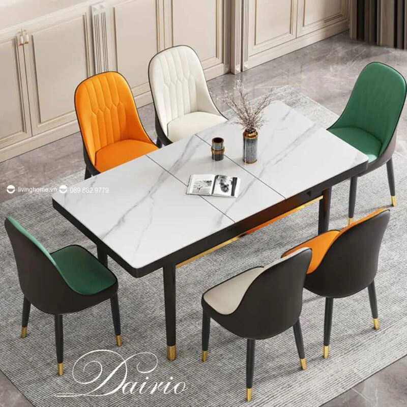 Bàn Ăn Bếp Từ Thông Minh Mặt Đá Ceramic - DAIRIO 24 Bàn ăn thông minh có bếp từ Dairio mặt đá phiến