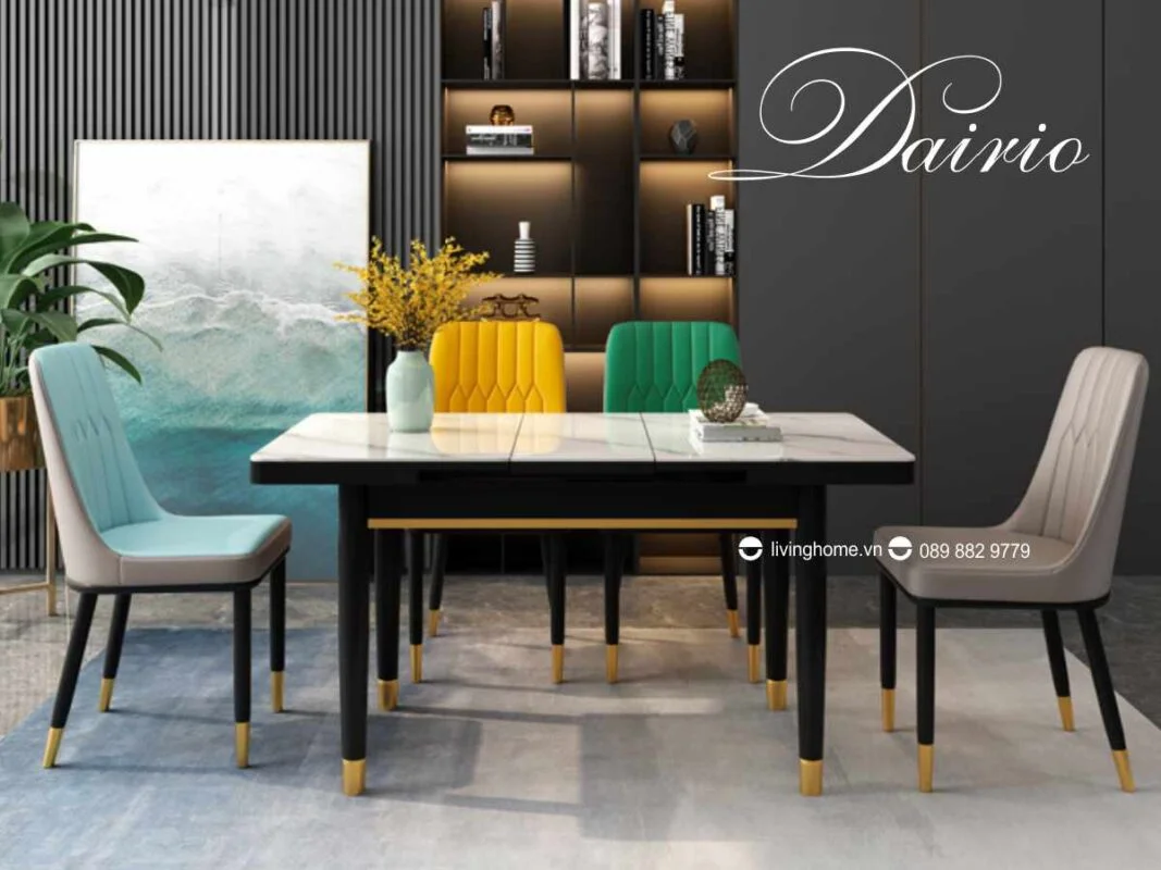 Bàn Ăn Bếp Từ Thông Minh Mặt Đá Ceramic - DAIRIO 33 Bàn ăn thông minh có bếp từ Dairio mặt đá phiến