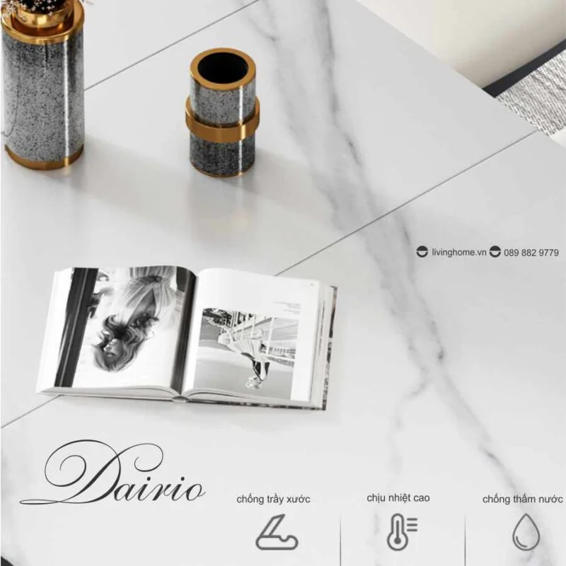 Bàn Ăn Bếp Từ Thông Minh Mặt Đá Ceramic - DAIRIO 25 Bàn ăn thông minh có bếp từ Dairio mặt đá phiến