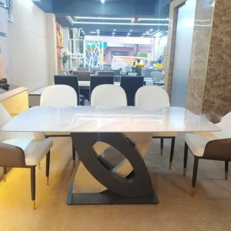 Bàn ăn mặt đá phiến Edward siêu bền khung thép