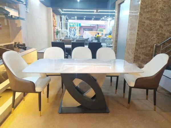 Bàn ăn mặt đá phiến Edward siêu bền khung thép