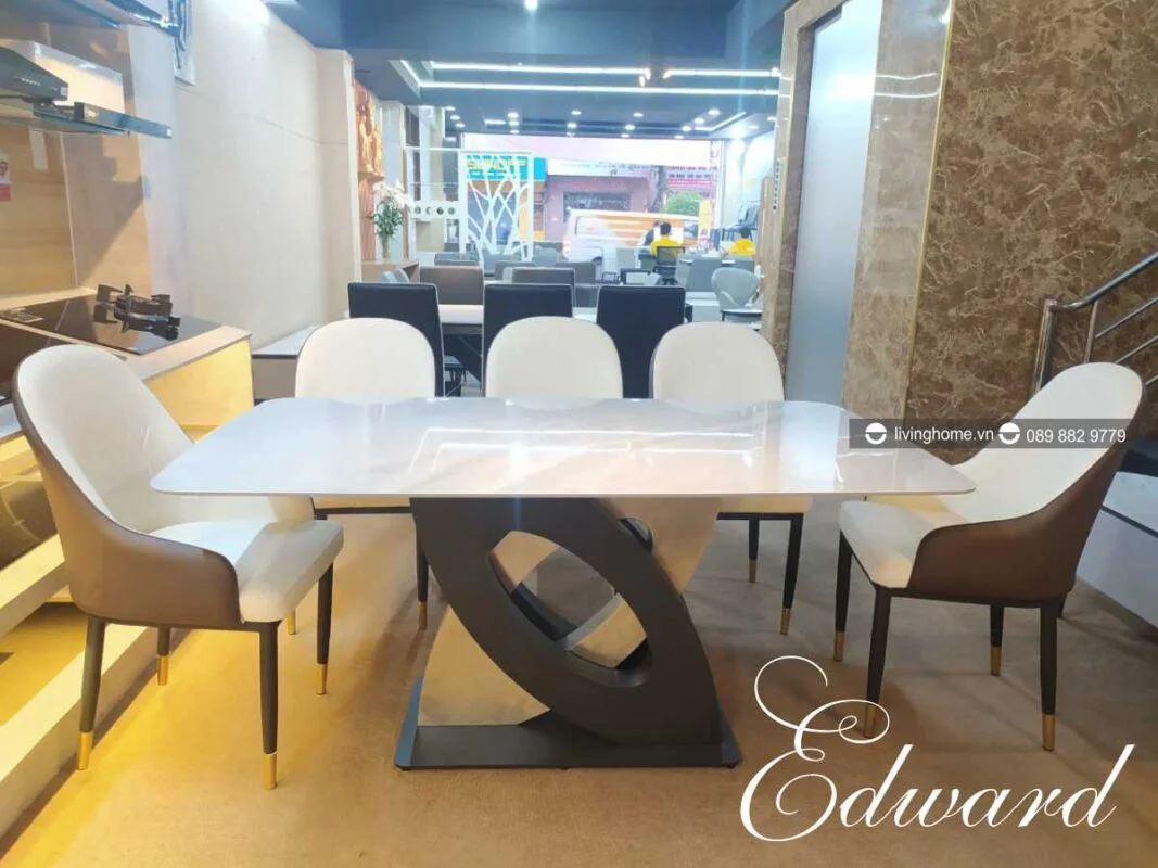Bàn Ăn Mặt Đá Cao Cấp Hiện Đại - EDWARD 4 Bàn ăn mặt đá phiến Edward siêu bền