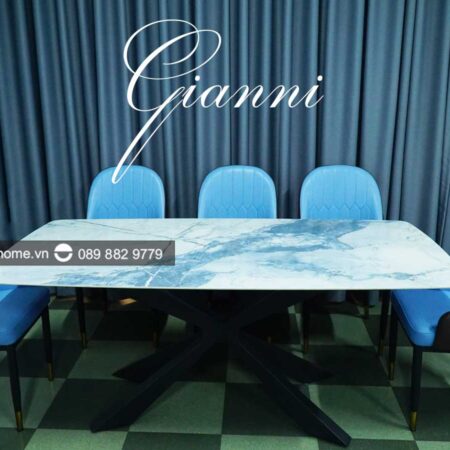 bàn ăn mặt đá marble cao cấp Gianni