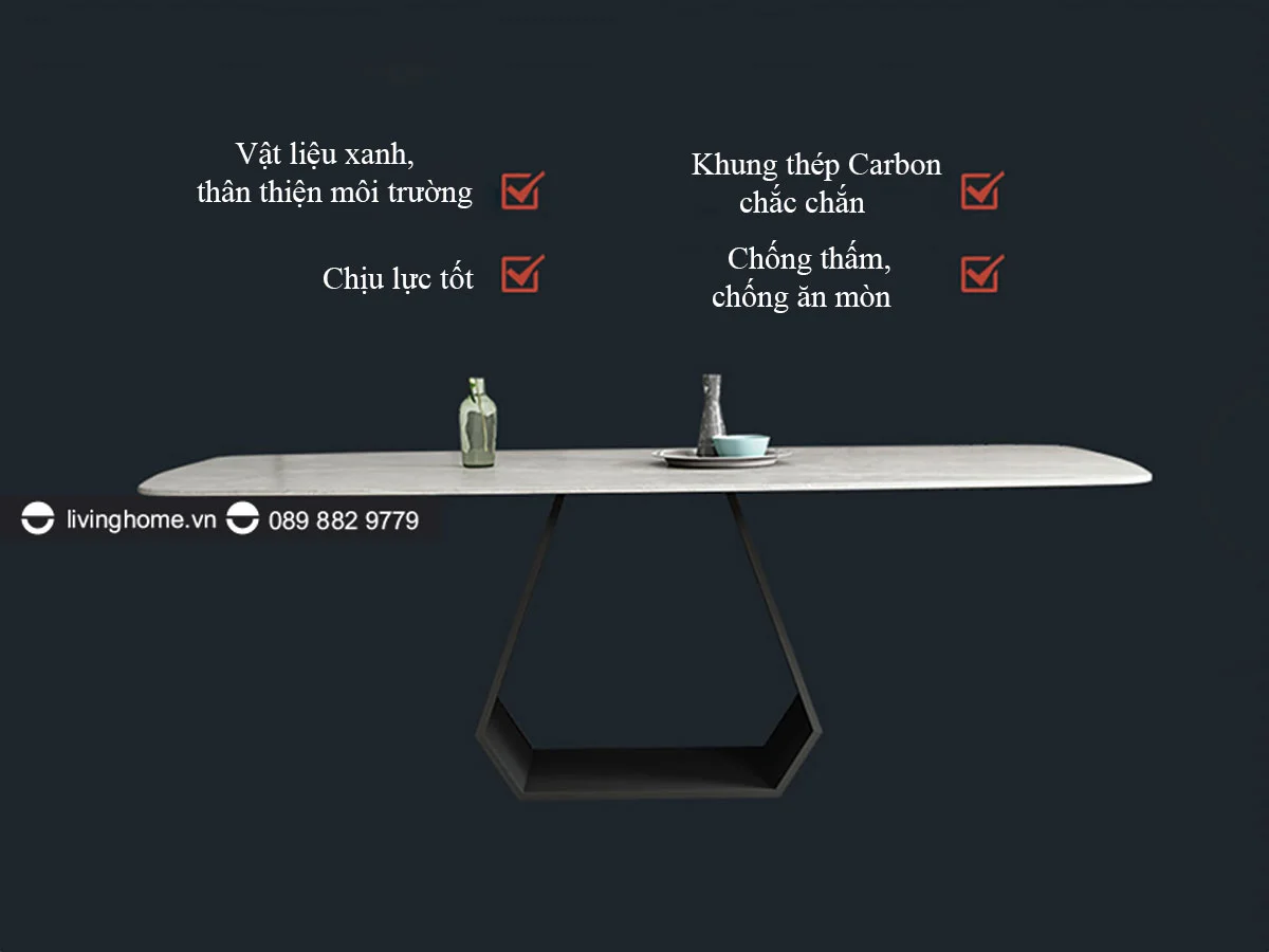 Bàn Ăn Mặt Đá Cao Cấp Hiện Đại Nhập Khẩu - Luca 6 bàn ăn mặt đá phiến cao cấp luca