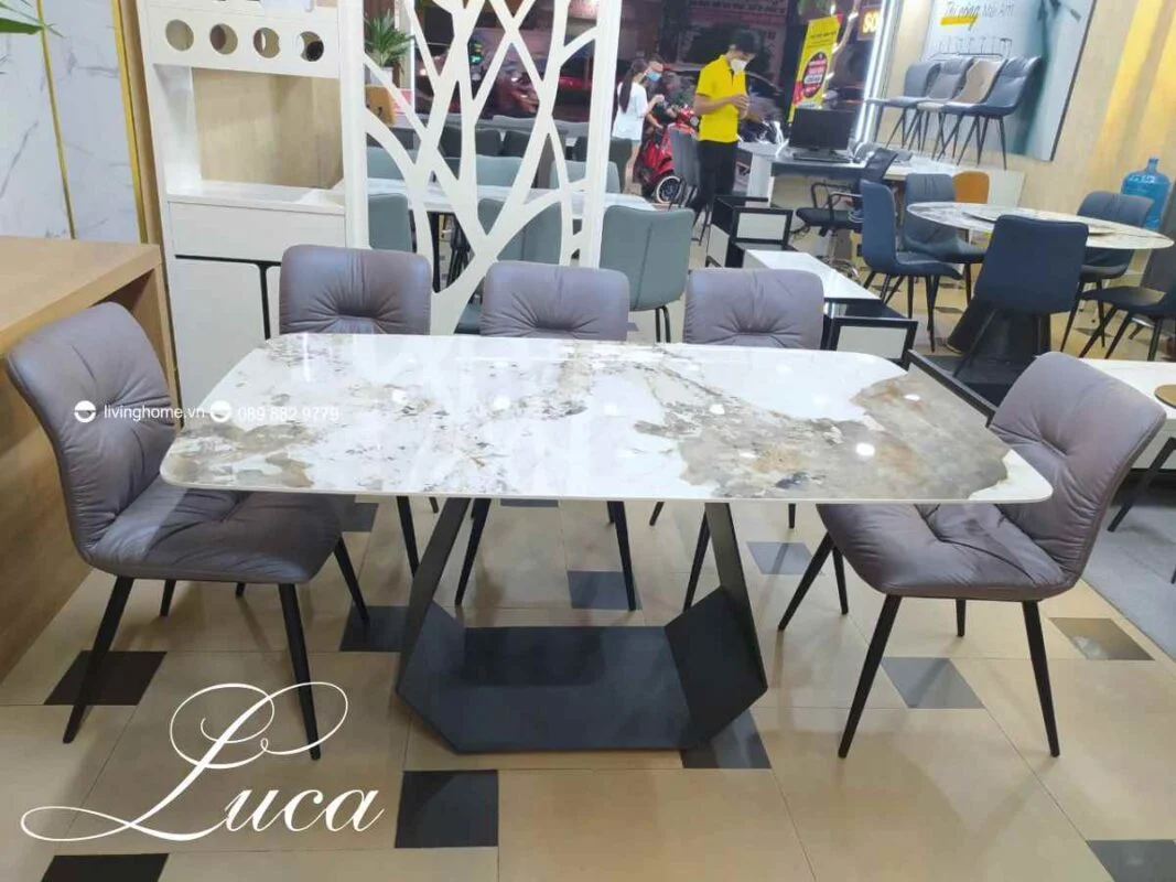 Bàn Ăn Mặt Đá Cao Cấp Hiện Đại Nhập Khẩu - Luca 10 Bàn ăn mặt đá phiến Luca đường nét hiện đại