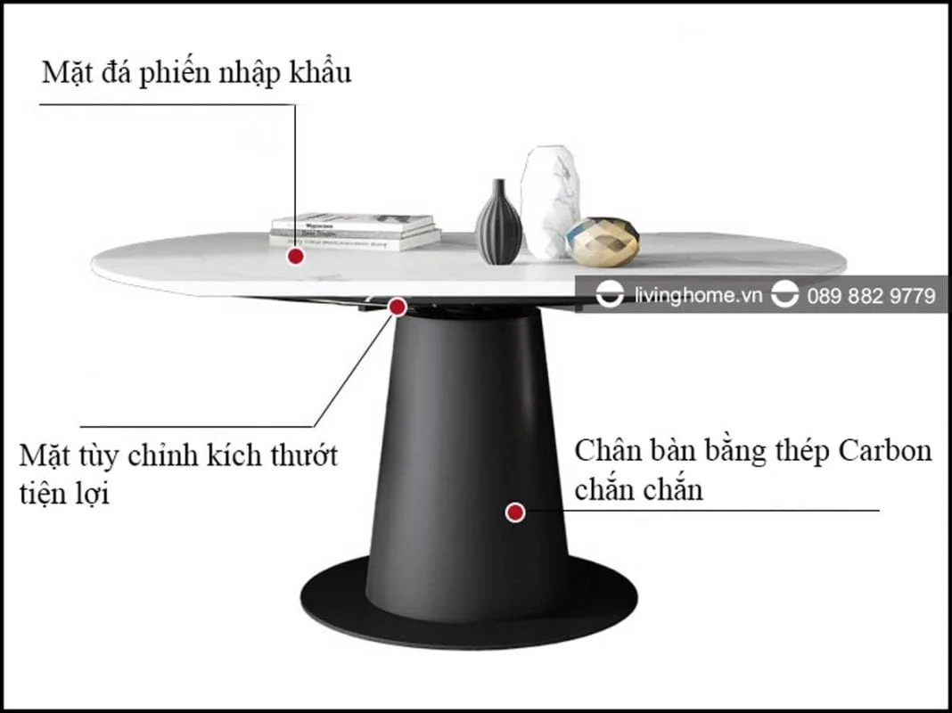 Bàn ăn thông minh mặt đá Marco