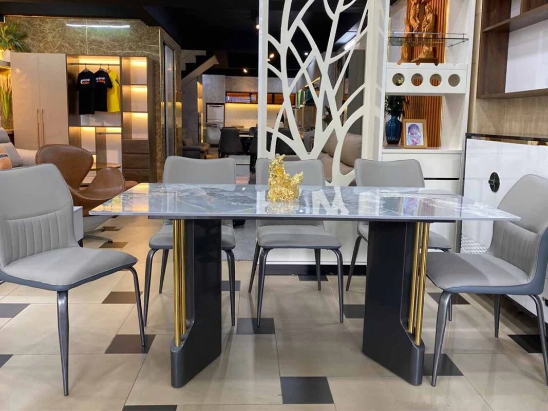Bàn Ăn Mặt Đá Cao Cấp Sang Trọng Nhập Khẩu - AYAME 8 Hoàn hảo đến từng chi tiết vân đá trên mặt bàn ăn