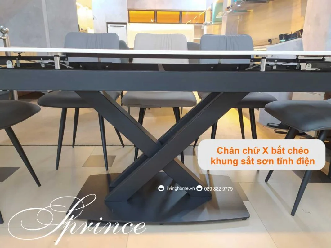 Bàn Ăn Mặt Đá Cao Cấp Thông Minh Mở Rộng - PRINCE Trắng 17 Bàn ăn thông minh mặt đá phiến Prince trắng núi tuyết