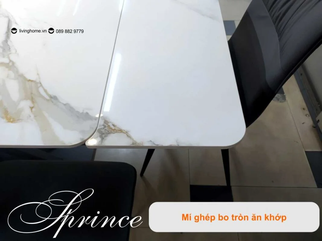 Bàn Ăn Mặt Đá Cao Cấp Thông Minh Mở Rộng - PRINCE Trắng 15 Bàn ăn thông minh mặt đá phiến Prince trắng núi tuyết
