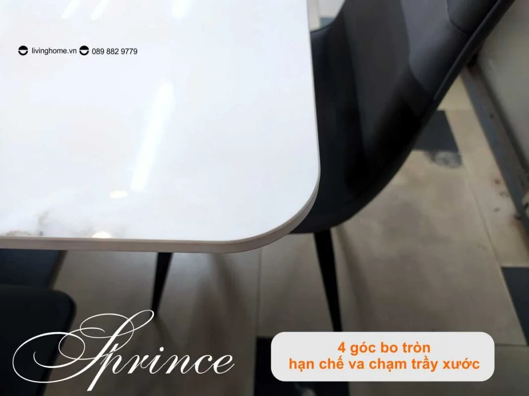 Bàn Ăn Mặt Đá Cao Cấp Thông Minh Mở Rộng - PRINCE Trắng 14 Bàn ăn thông minh mặt đá phiến Prince trắng núi tuyết