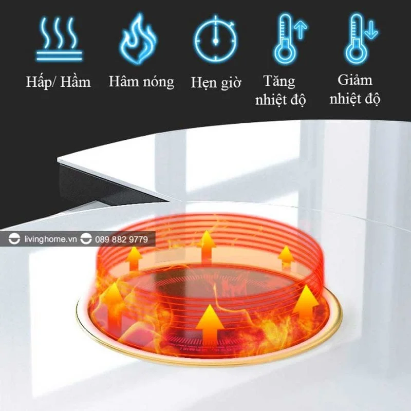 Bàn Ăn Tròn Xoay Thông Minh Có Bếp Từ Mặt Kính - ROMEO 19 Bàn ăn thông minh có bếp từ Romeo phong cách tiên phong