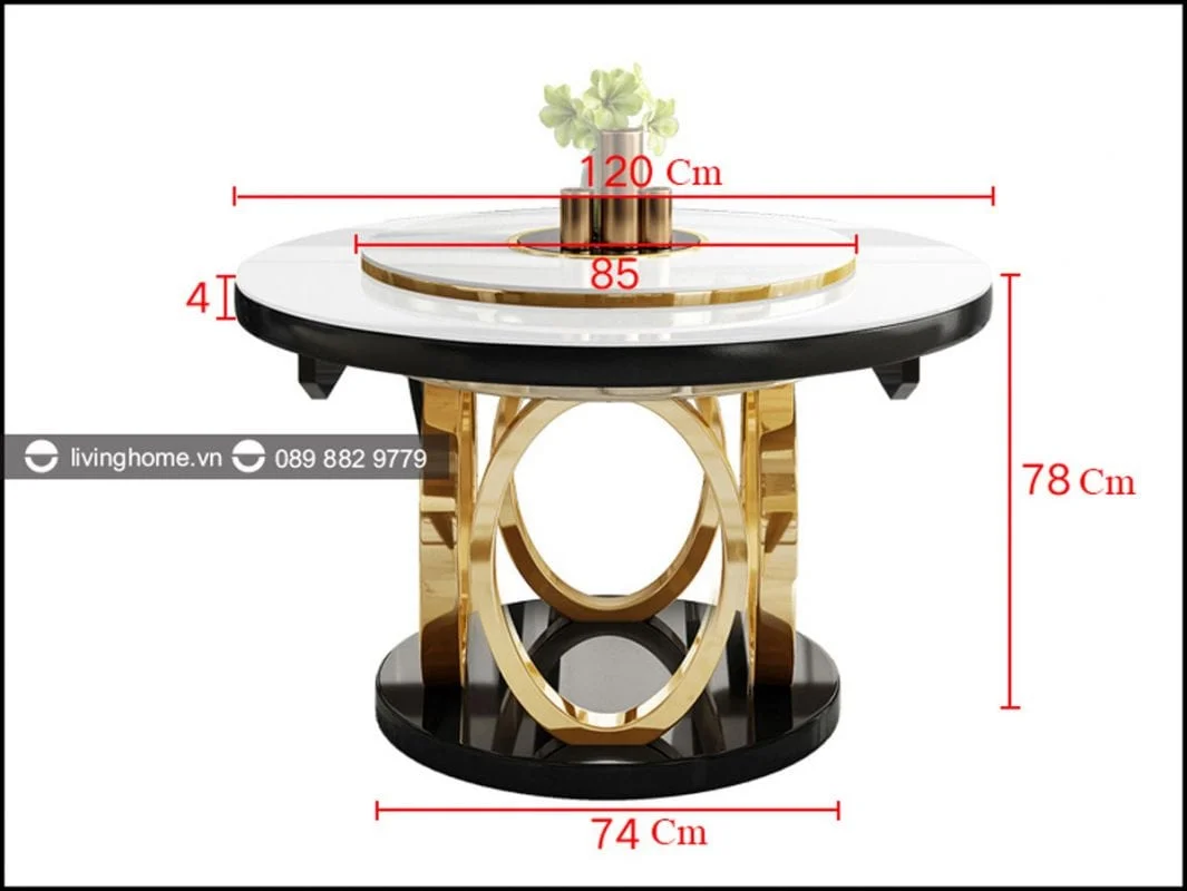 Bàn Ăn Tròn Xoay Thông Minh Có Bếp Từ Mặt Kính - ROMEO 21 Bàn ăn thông minh có bếp từ Romeo phong cách tiên phong