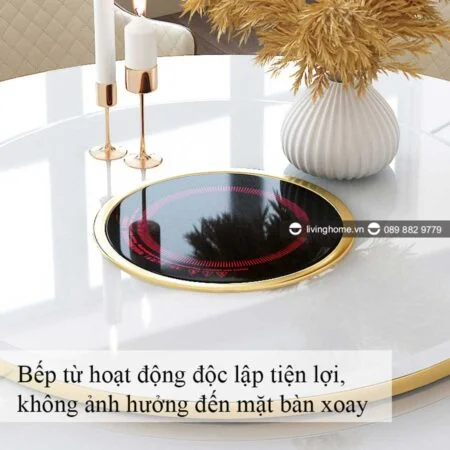 Bàn Ăn Tròn Xoay Thông Minh Có Bếp Từ Mặt Kính - ROMEO 11 Bộ Bàn ăn thông minh bếp từ romeo cao cấp