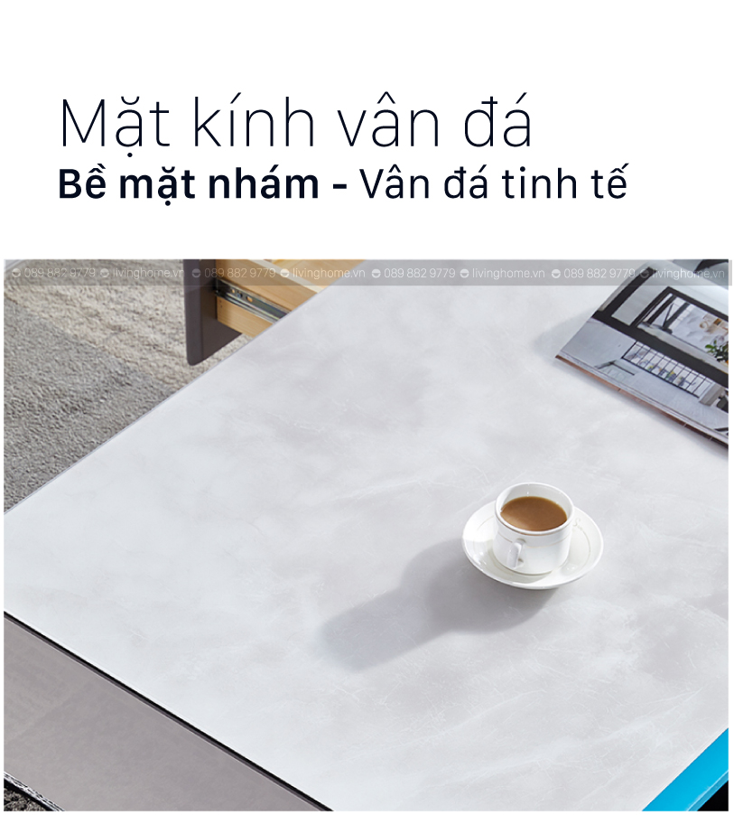 Bàn trà mặt kính Lexi vân đá đẹp tự nhiên 5 Bàn trà mặt kính Lexi vân đá đẹp tự nhiên