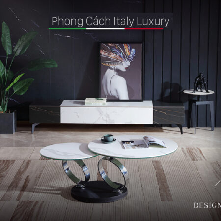 Bàn Trà Đôi Mặt Đá Tròn Ceramic Chân Inox Mạ Bóng - Biona 6 bàn trà tròn đôi c909a