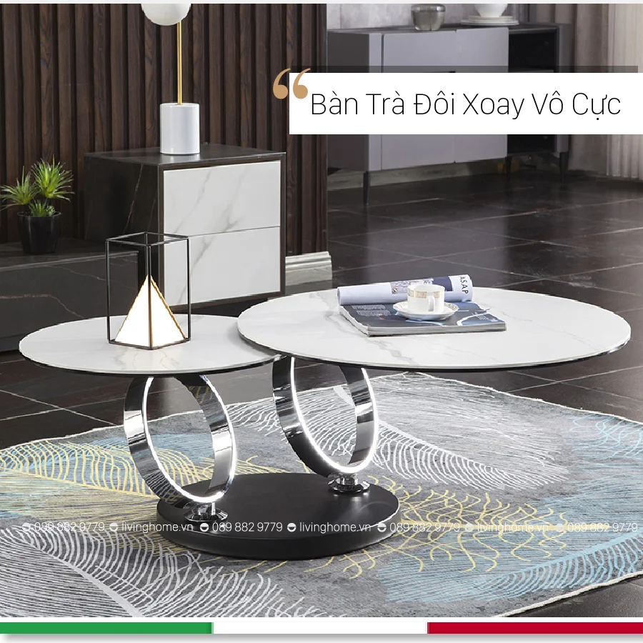 bàn trà tròn đôi c909a