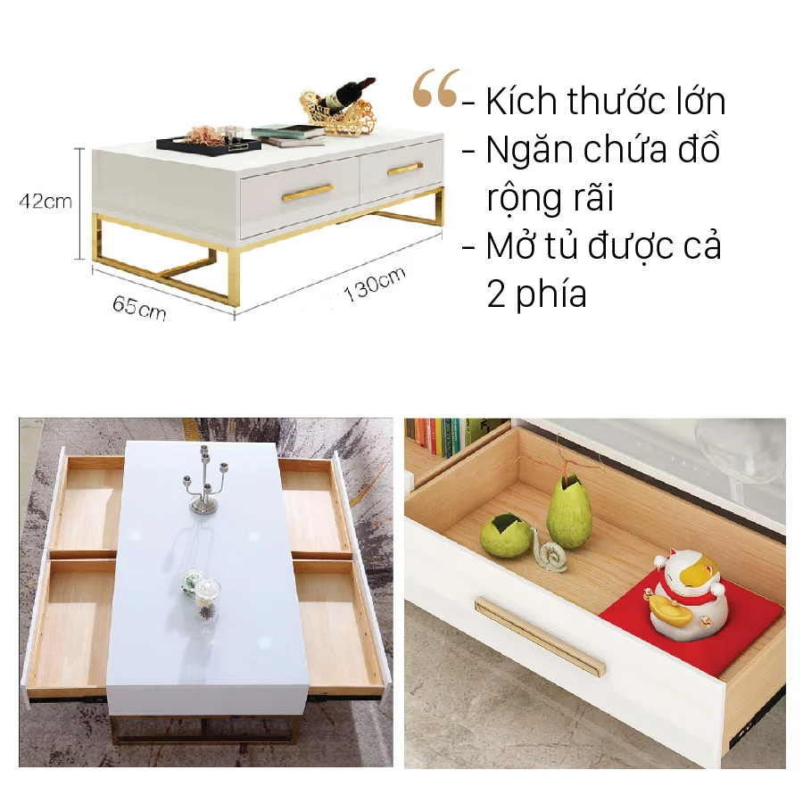 Bàn trà mặt kính Katie khung chân thép mạ vàng đẹp sáng 9 Bàn trà mặt kính Katie khung chân inox mạ vàng đẹp sáng